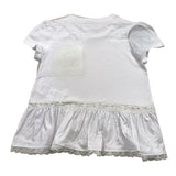 Caffe' D'Orzo T-Shirt Girocollo Tinta Unita Con Micro Glitter Bianco Per Bambina