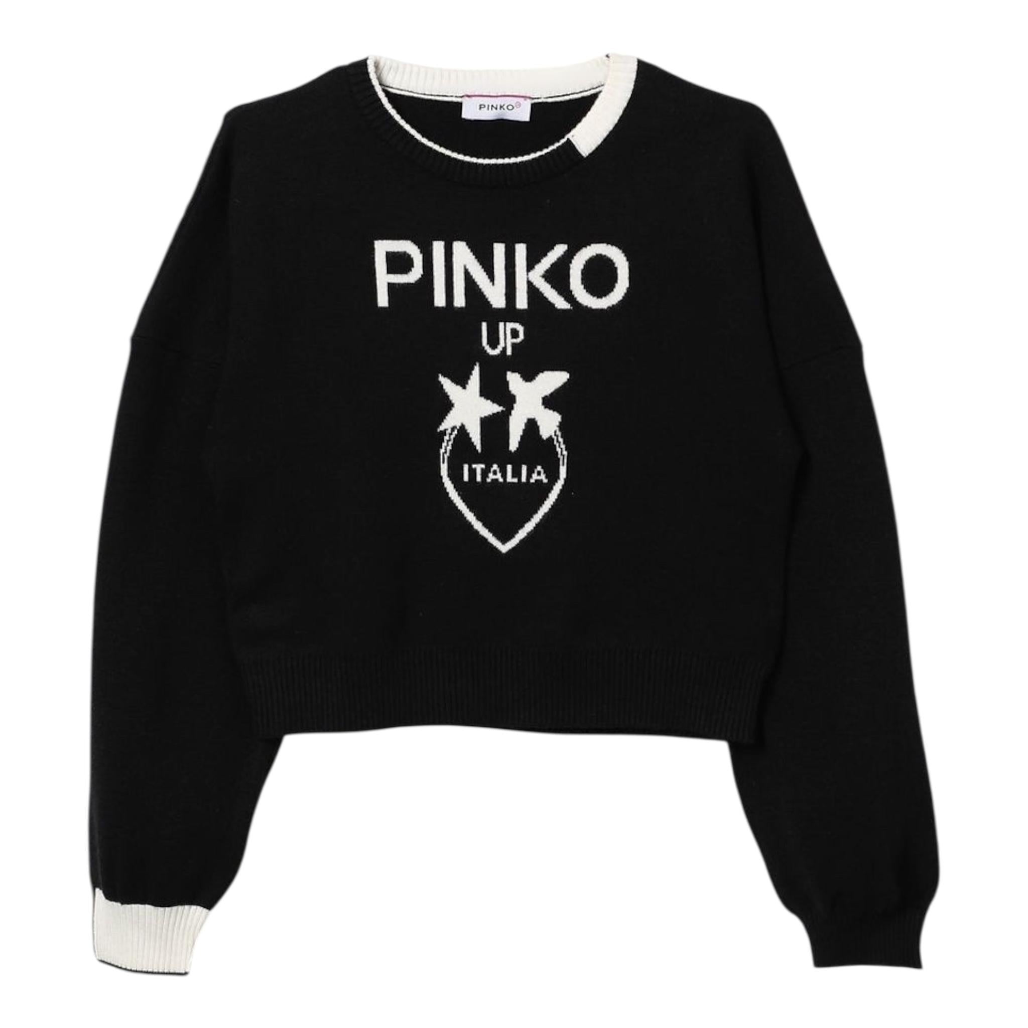 PINKO maglia tinta unita con stampa in contrasto Nero per Bambina F4PIJGJP087XX NERO PINKO 
