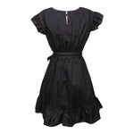 Monnalisa Abito Tinta Unita con Cuciture In Contrasto per Bambina 417907 NERO MONNALISA 