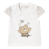 Mayoral T-Shirt Girocollo tinta unita con Stampa Orso Bianco per Neonata 1070X BIANCO MAYORAL 