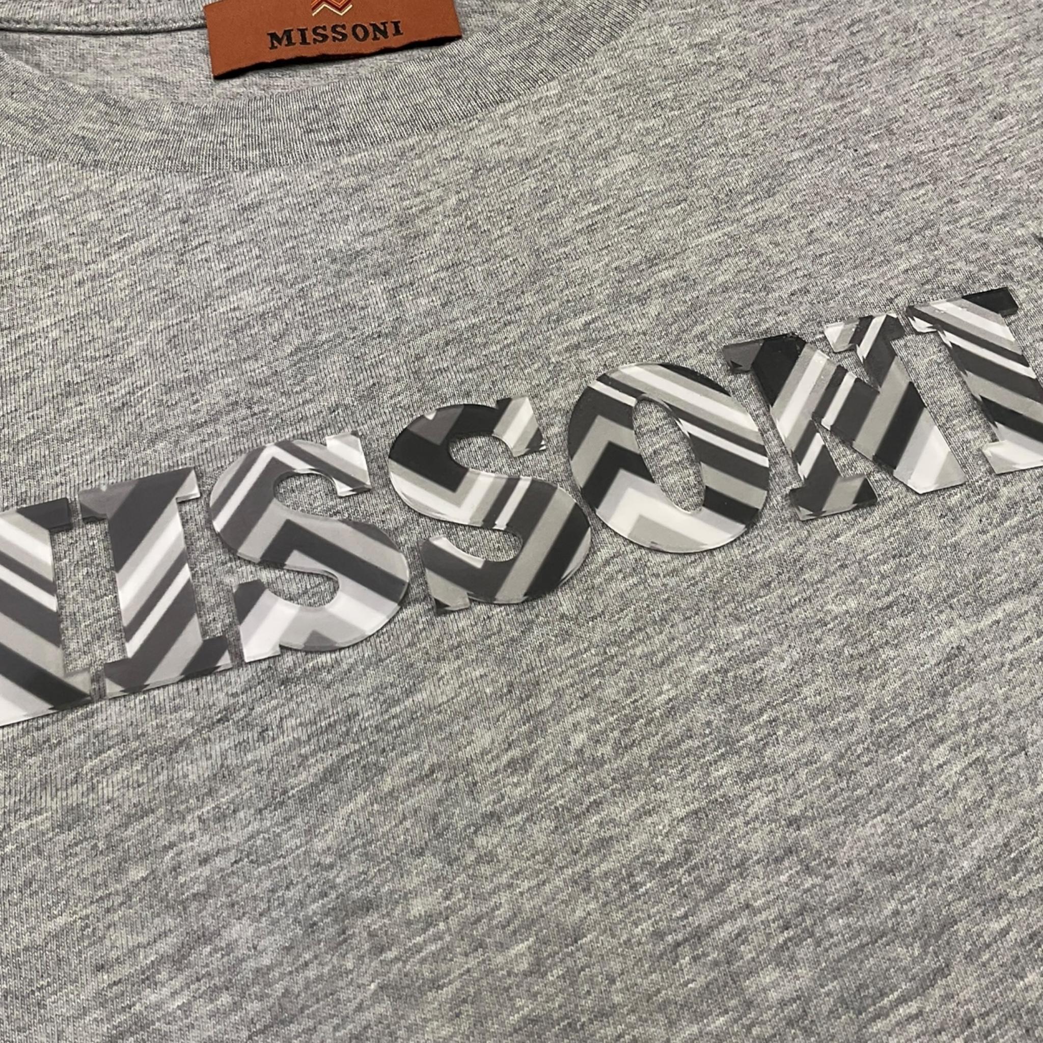 Missoni T-Shirt Tinta Unita Girocollo con Stampa In Rilievo per Bambina MV8P01 GRIGIO MISSONI 