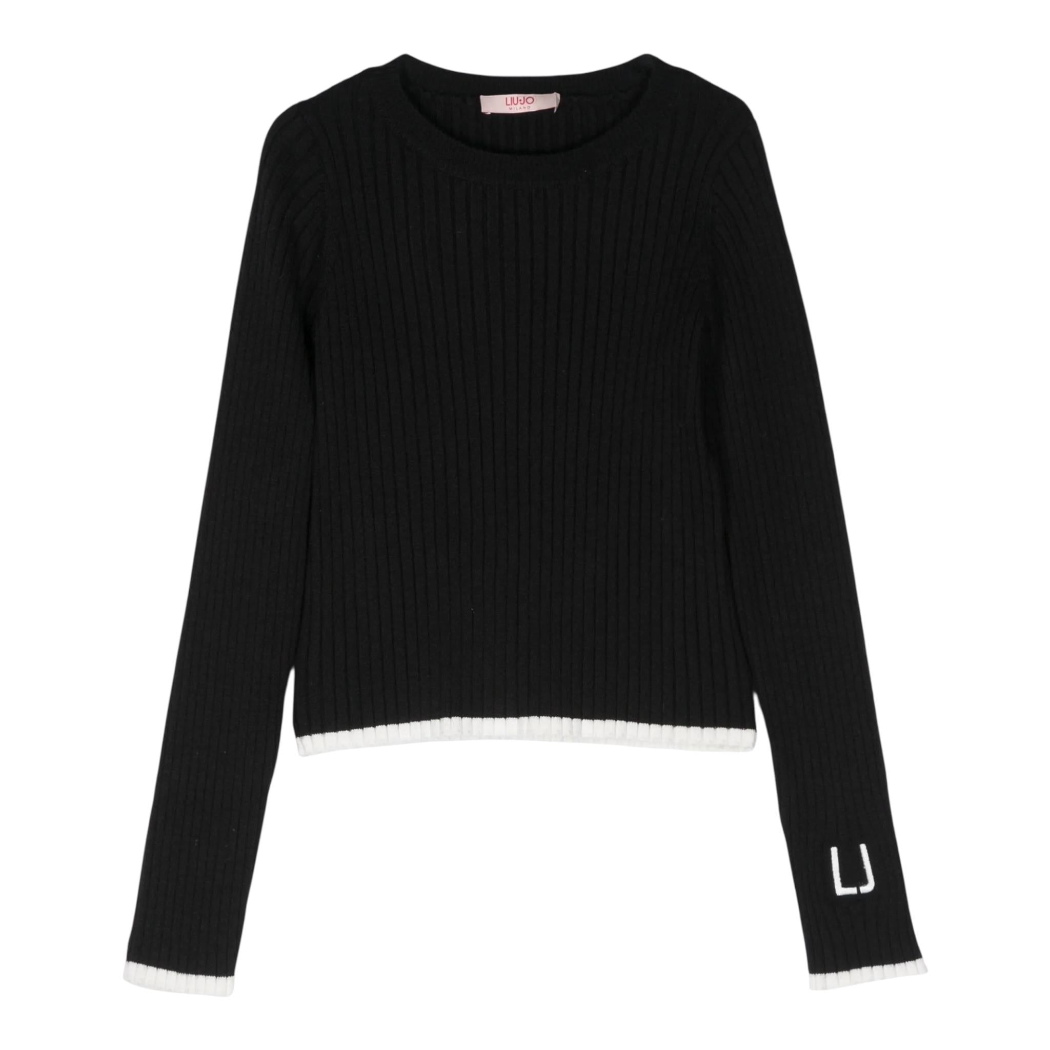 LIU JO maglia tinta unita cn profili in contrasto Nero per Bambina GF4138X NERO LIU JO 