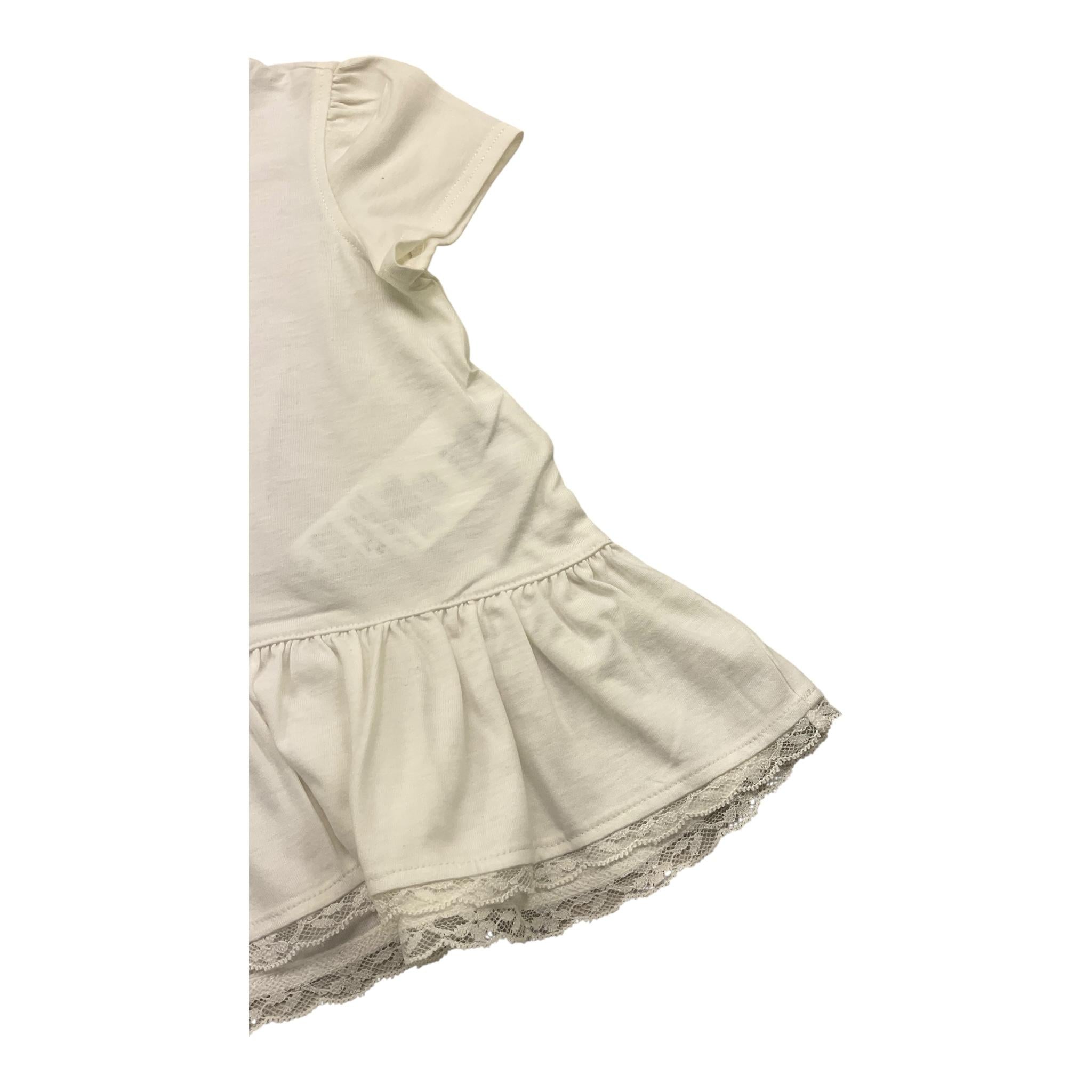 Caffe' D'Orzo T-Shirt Girocollo Tinta Unita con Ricami per Bambina ZW8A31 BIANCO CAFFE' D'ORZO 