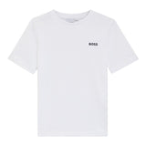 Boss T-Shirt Girocollo Tinta Unita con Boss per Bambino J25P23 BIANCO BOSS 