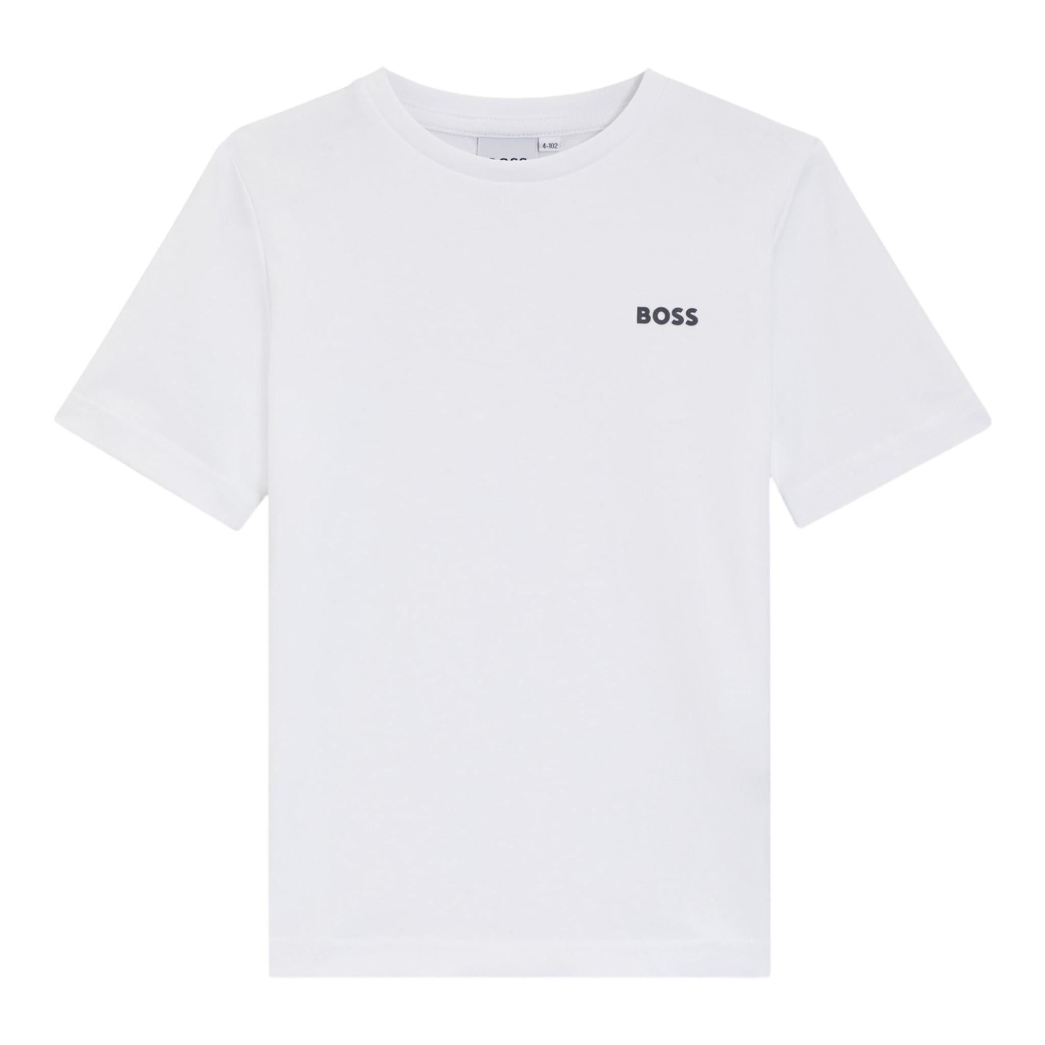 Boss T-Shirt Girocollo Tinta Unita con Boss per Bambino J25P23 BIANCO BOSS 