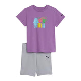 Puma Completo 2 Pezzi T-Shirt-Short Bicolore Viola Per Neonata
