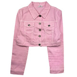 Lu Lu By Miss Grant Giubbino In Denim Tinta Unita Rosa Per Bambina