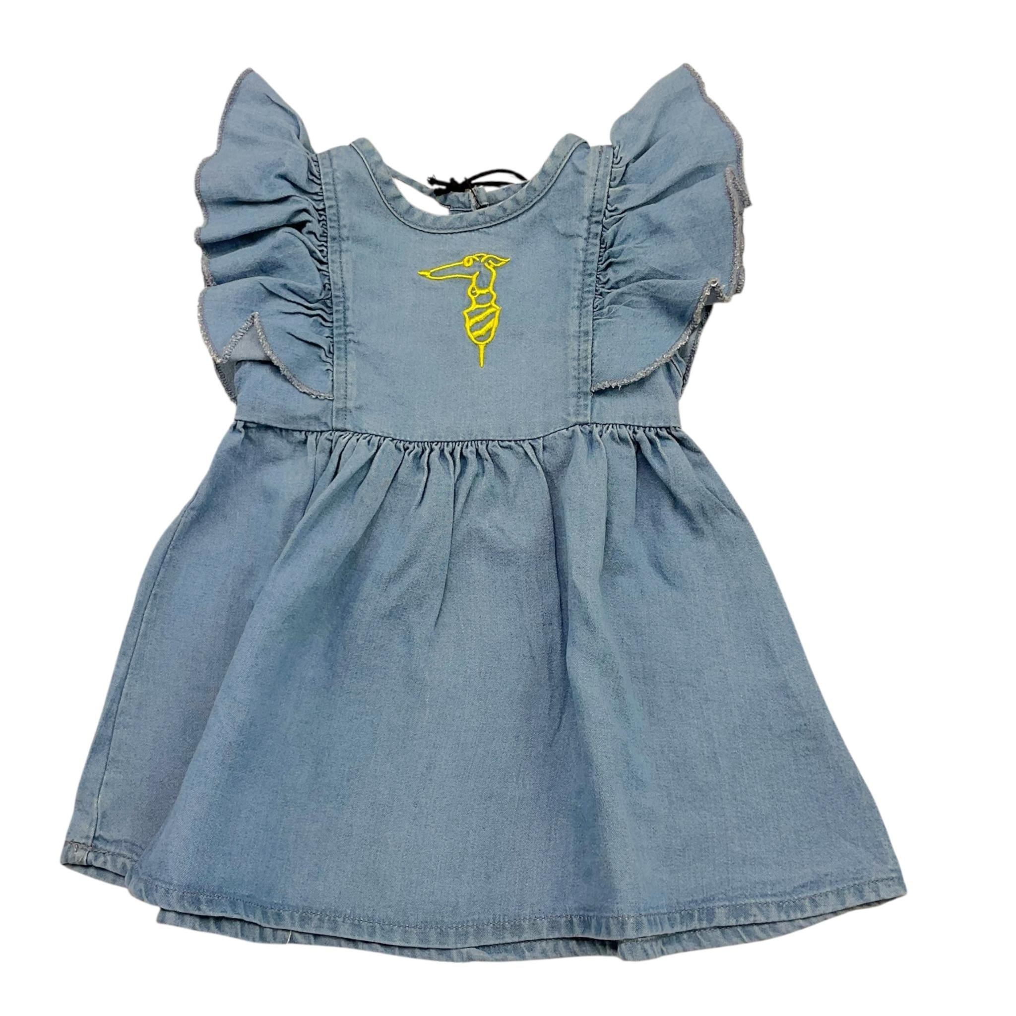 Trussardi Abito In Denim Giromanica con Stampa per Neonata ABH AZZURRO TRUSSARDI 