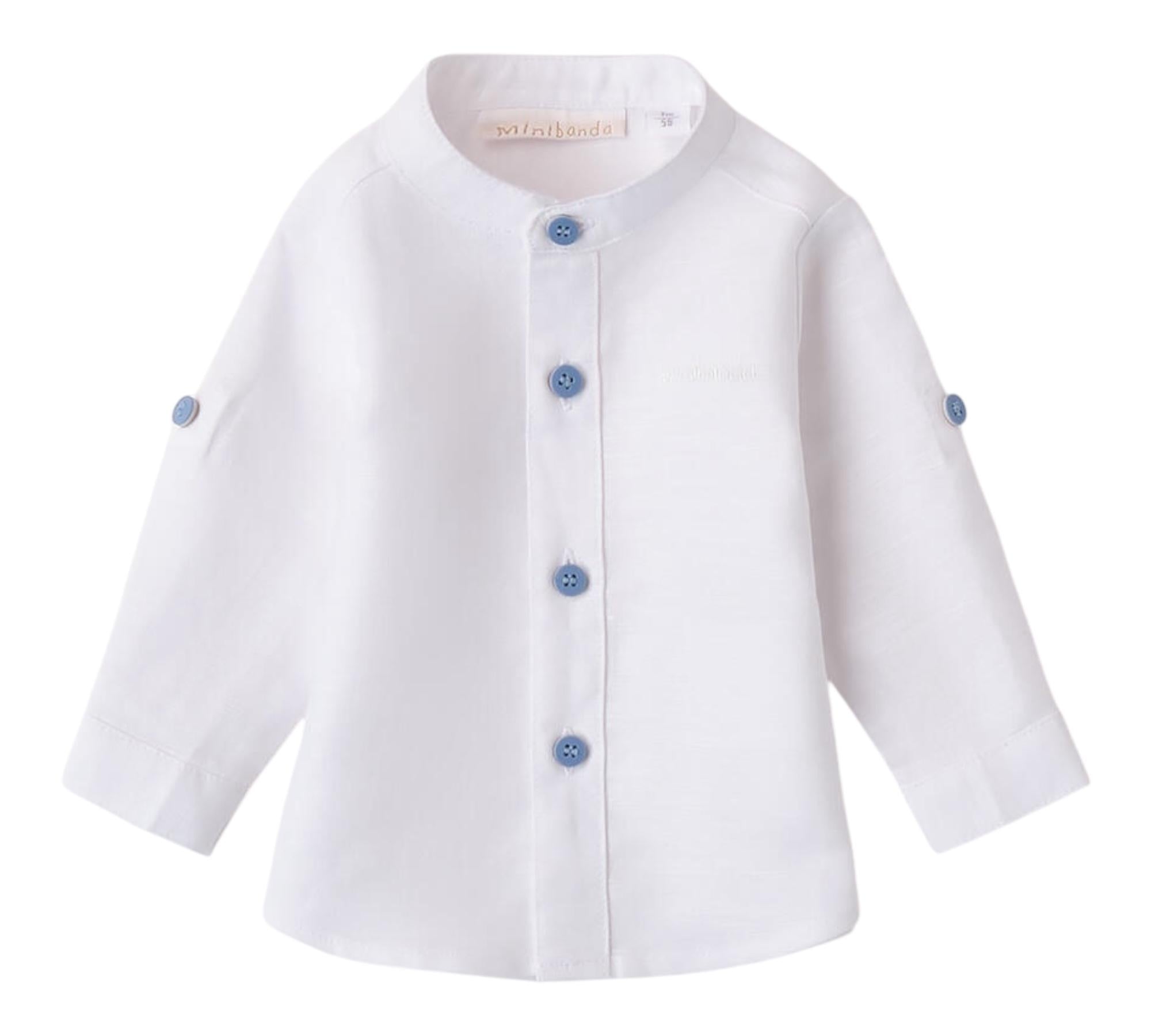Minibanda Camicia Manica Lunga Tinta Unita Collo Coreano per Neonato 3B603 BIANCO MINIBANDA 