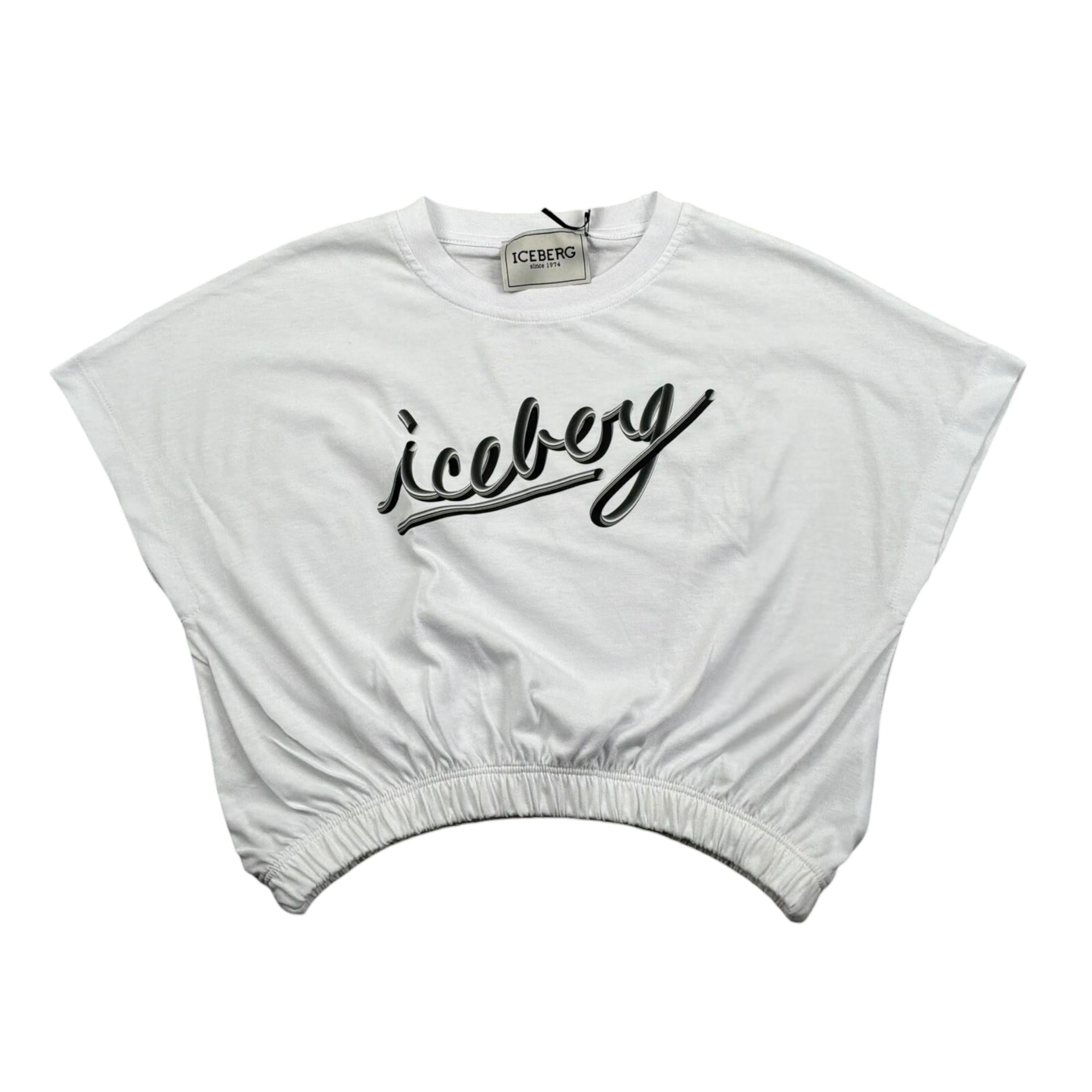 Iceberg T-Shirt Girocollo Tinta Unita con Stampa per Bambina TSICE5159JX BIANCO ICEBERG 