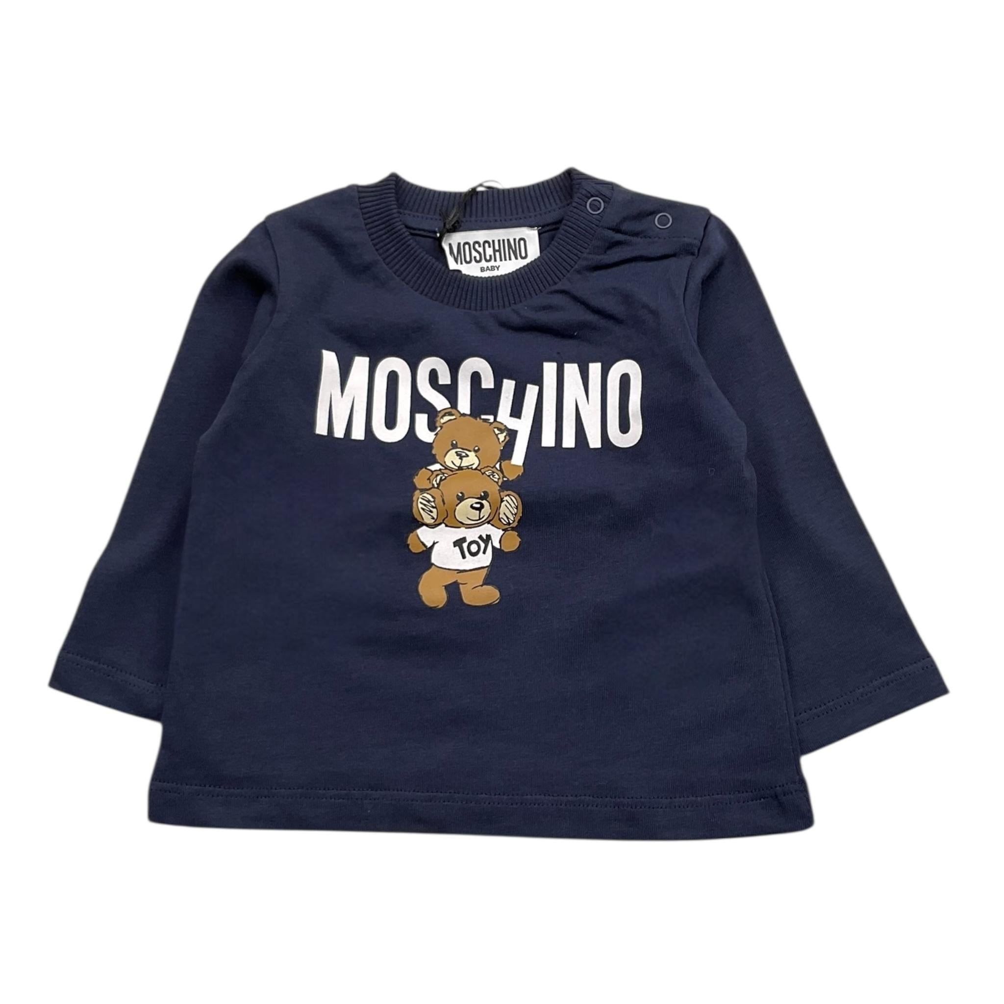 MOSCHINO shirt girocollo tinta unita cn stampa in contrasto Blu per Neonato MMO00RX BLU MOSCHINO 