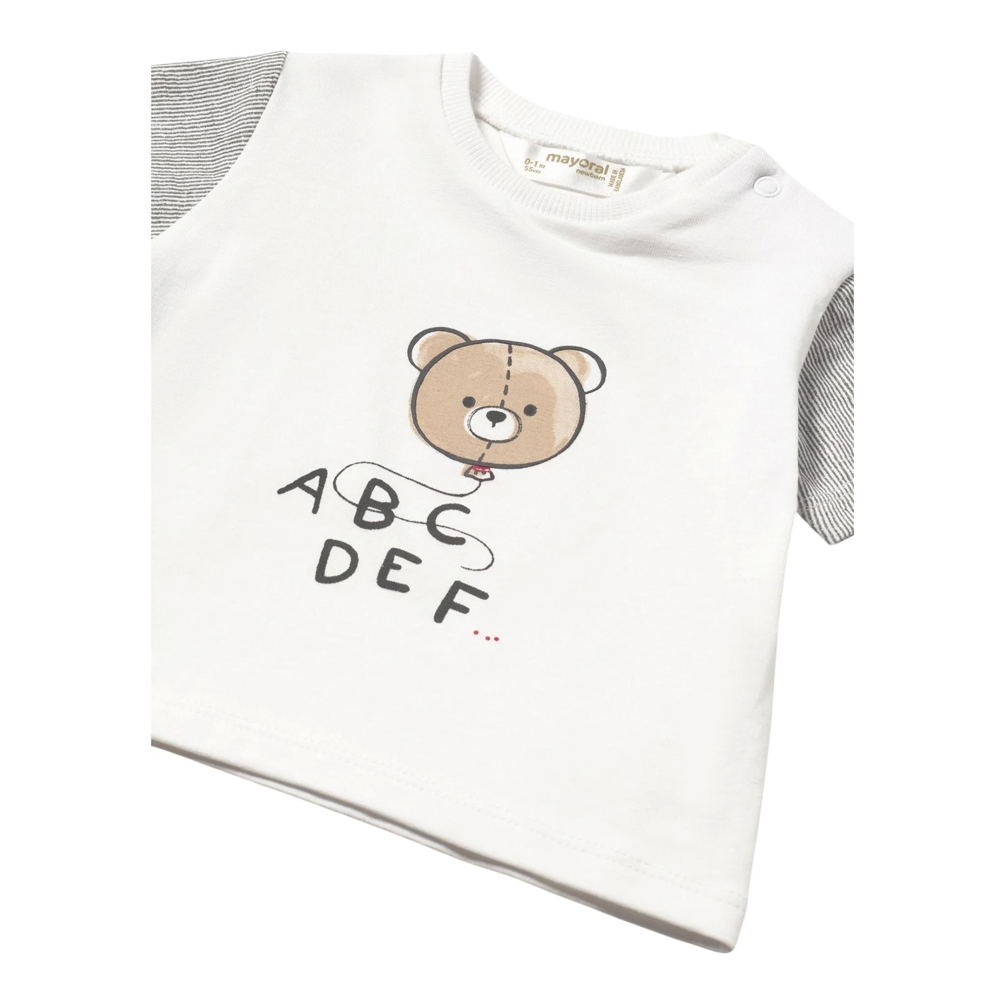 Mayoral T-Shirt Girocollo tinta unita con Stampa In Contrasto Bianco per Neonato 1037X BIANCO MAYORAL 