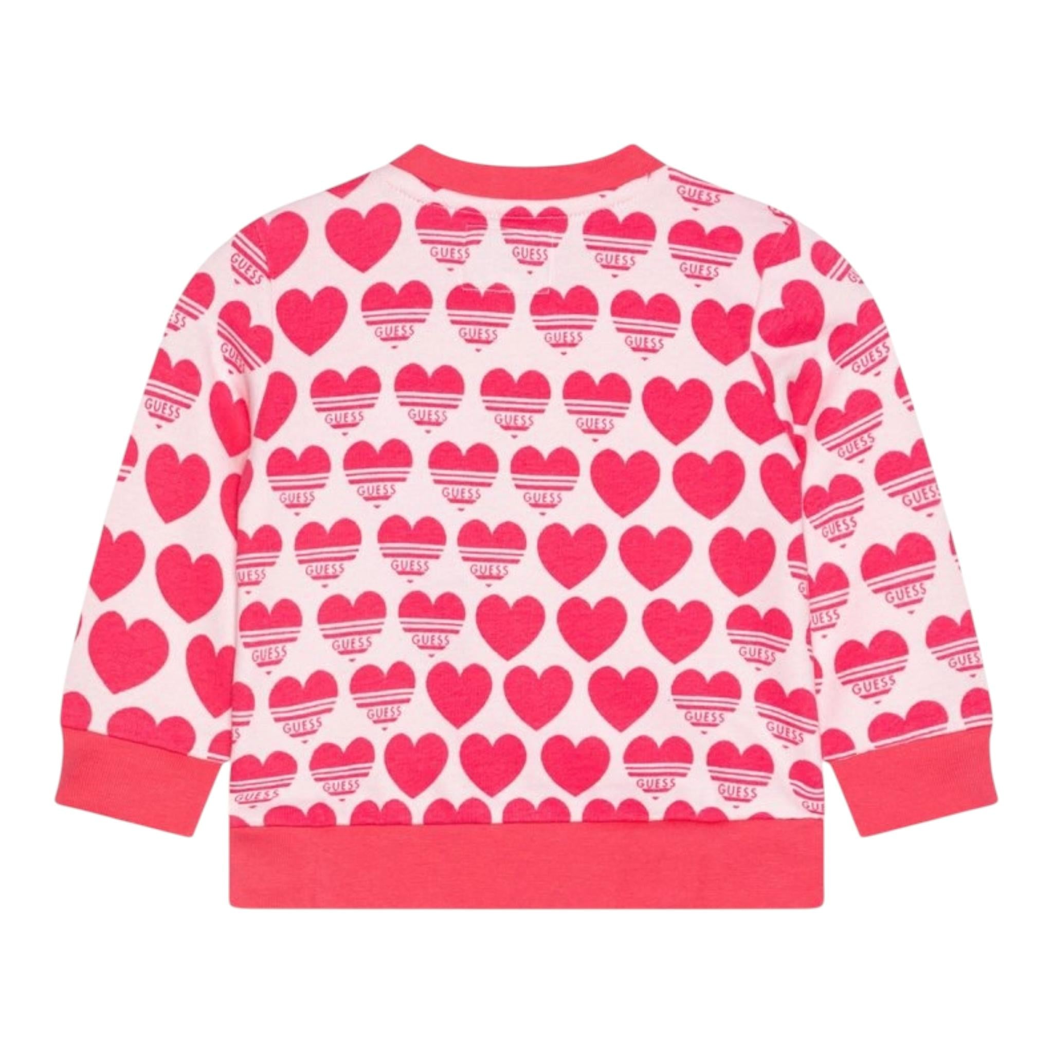 Guess Felpa Chiusa Girocollo Tinta Unita con Stampe per Bambina K5RQ01KA6R4P98L ROSA GUESS 