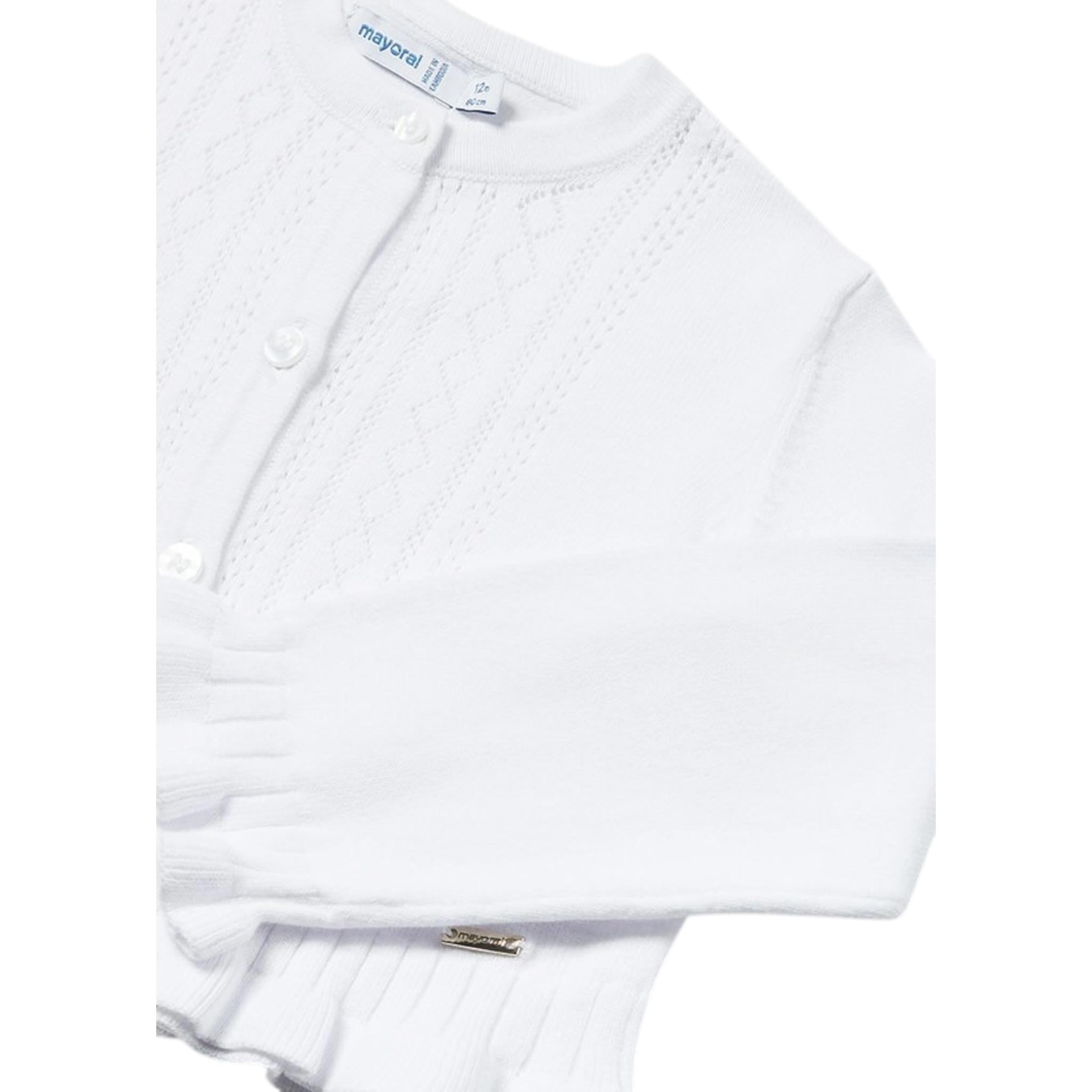 Mayoral Cardigan Tinta Unita con Ricami per Neonata 1383 BIANCO MAYORAL 