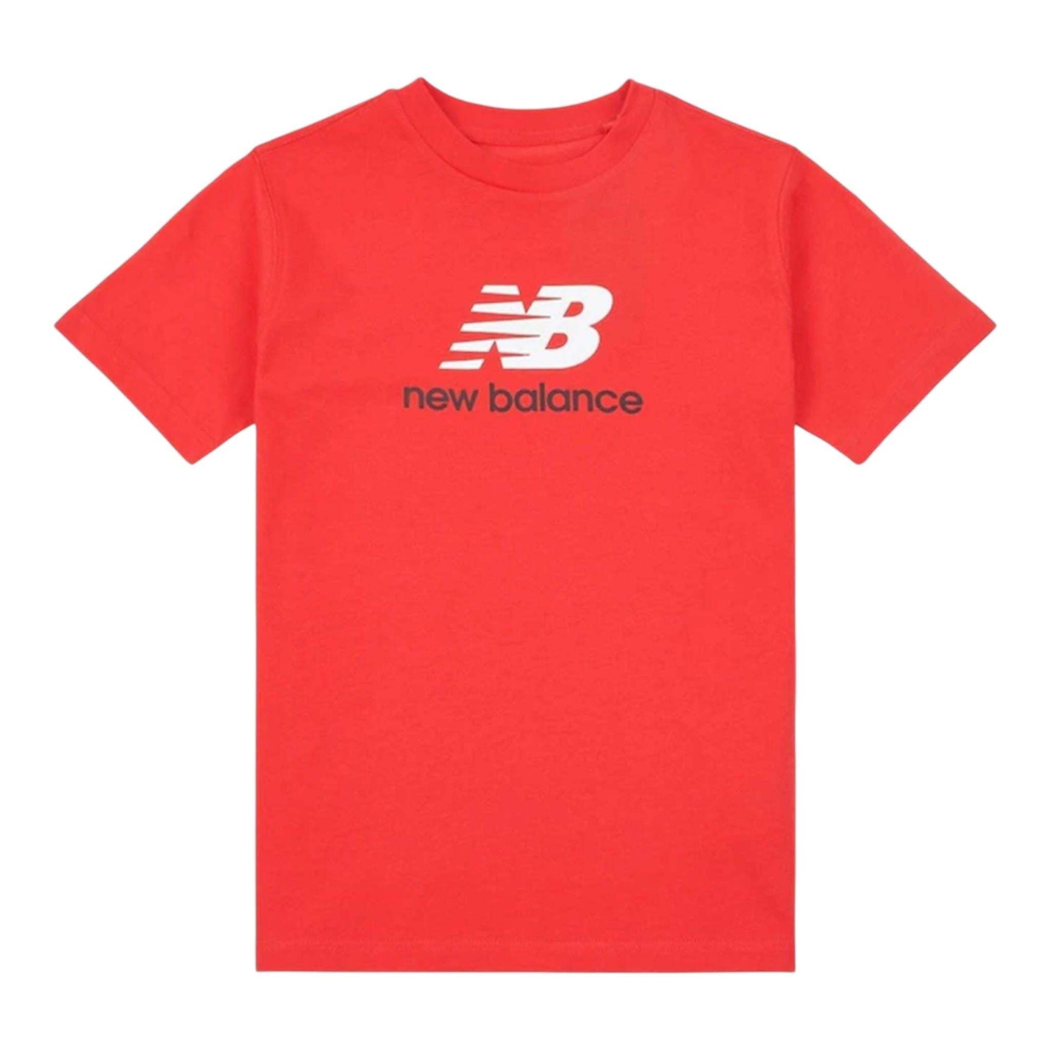New Balance T-Shirt Girocollo Tinta Unita con Stampa Logo per Bambino LAKB0009X ROSSO NEW BALANCE 