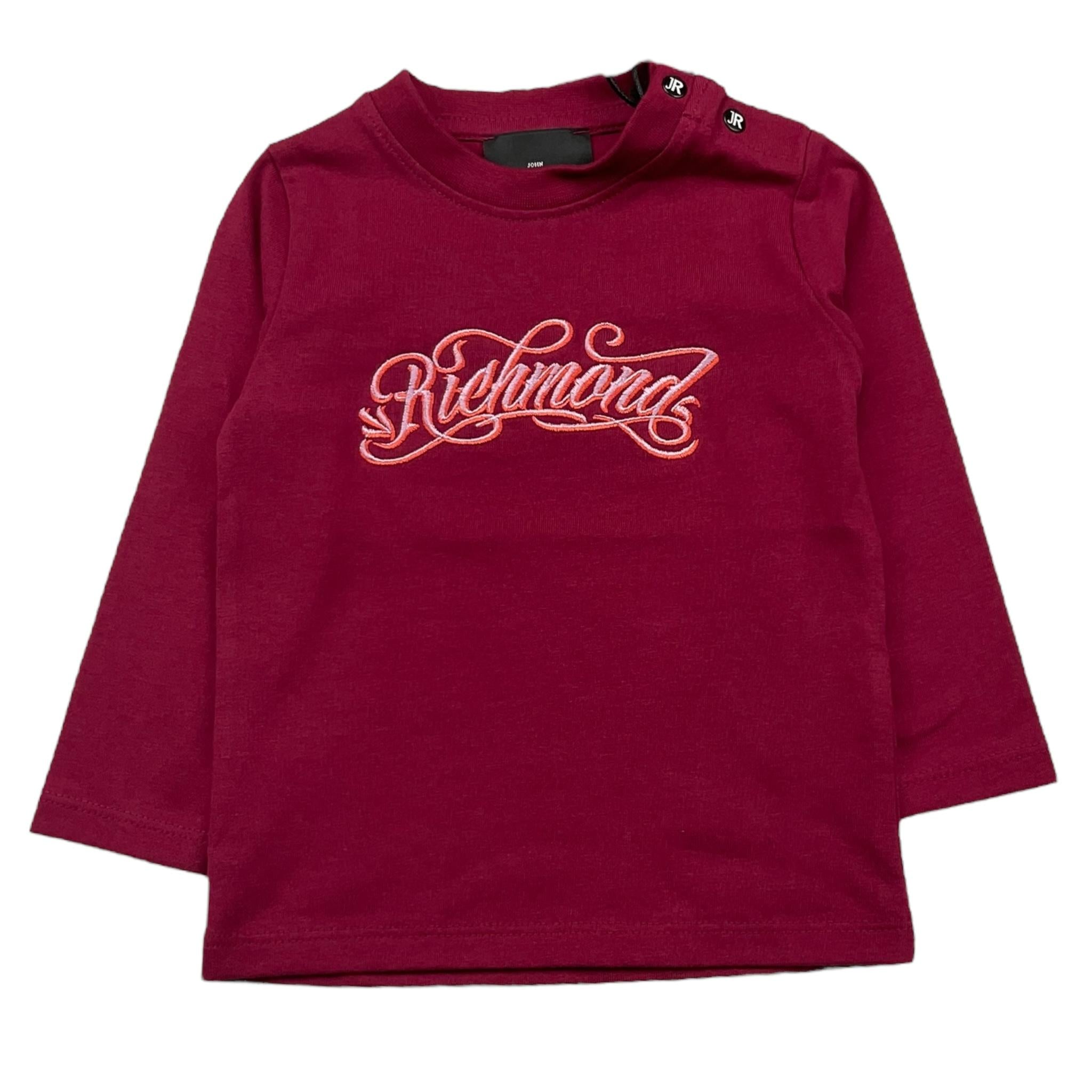 JOHN RICHMOND shirt girocollo tinta unita con stampa Bordeaux per Neonata RIA25066TS BORDEUAX JOHN RICHMOND 