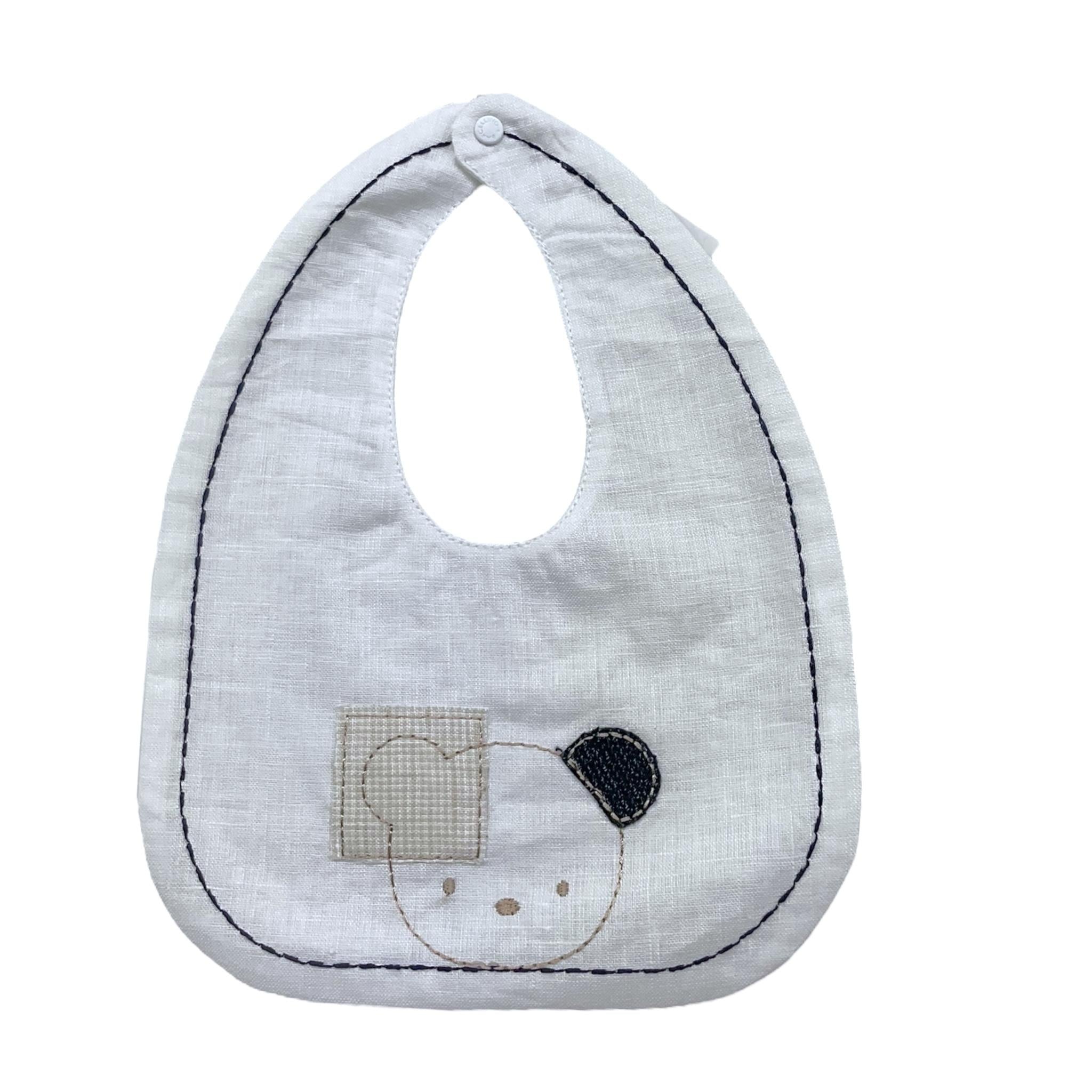 Barcellino Bavetta Tinta Unita con Stampa per Neonato 100514 BIANCO BARCELLINO 