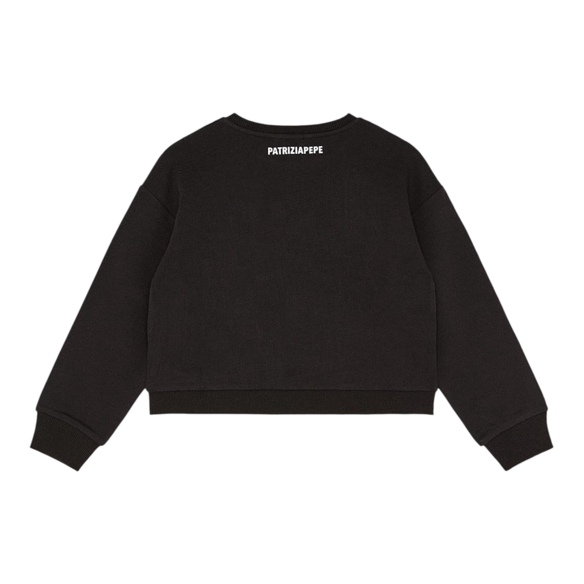PATRIZIA PEPE felpa chiusa girocollo tinta unita con brillantini Nero per Bambina 7M0833XX NERO PATRIZIA PEPE 