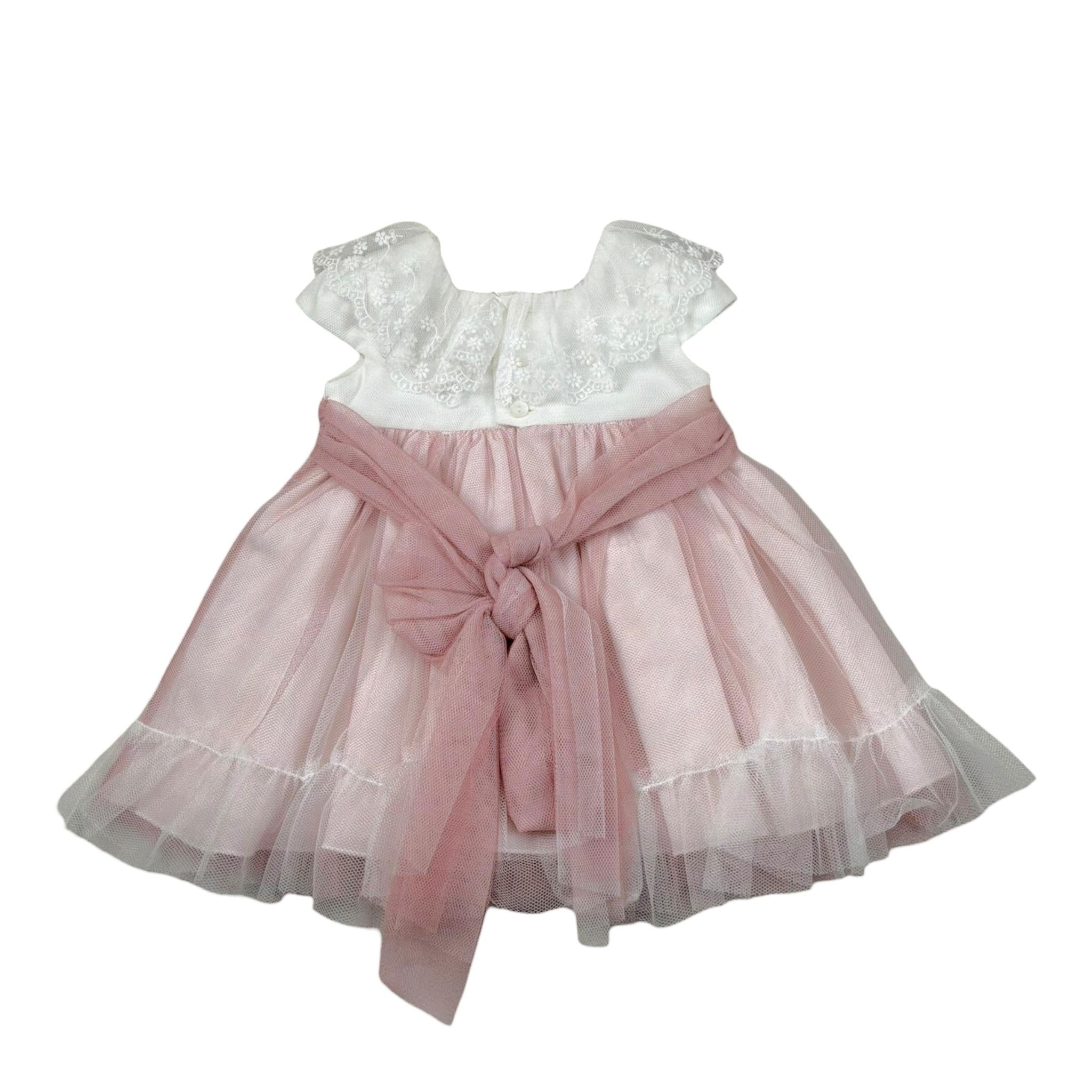 Amaya Abito Mezza Manica tinta unita con Tulle Bianco per Neonata 591004 BIANCO AMAYA 