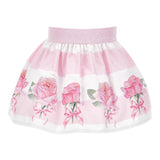 Monnalisa Gonna Bicolore con Stampa Rose per Neonata 31E700 BIANCO/ROSA MONNALISA 