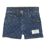 Balmain Einfarbige blaue Jeansshorts für Mädchen