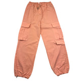 Vicolo Pantalone Modello Cargo Tinta Unita Con Elastico In Vita Pesca Per Bambina