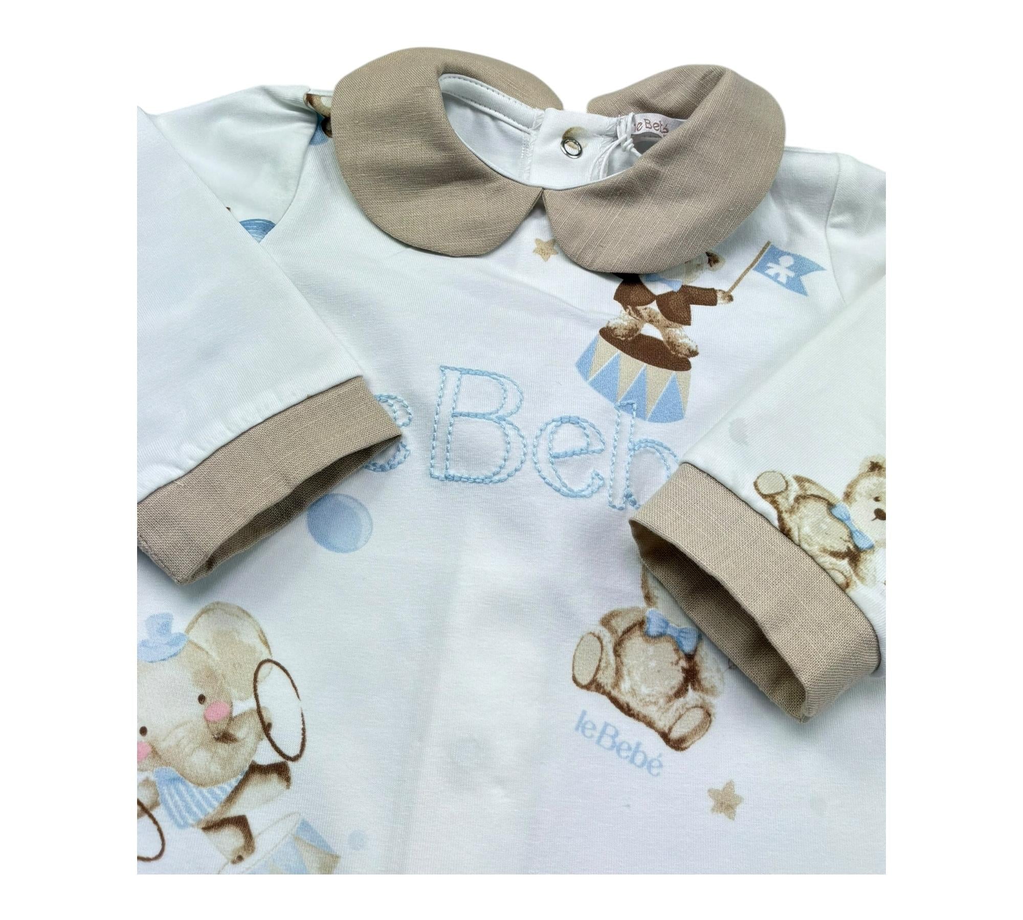Le Bebe Tutina Manica Lunga Tinta Unita con Stampe per Neonato LBB5272 BIANCO LE BEBE 