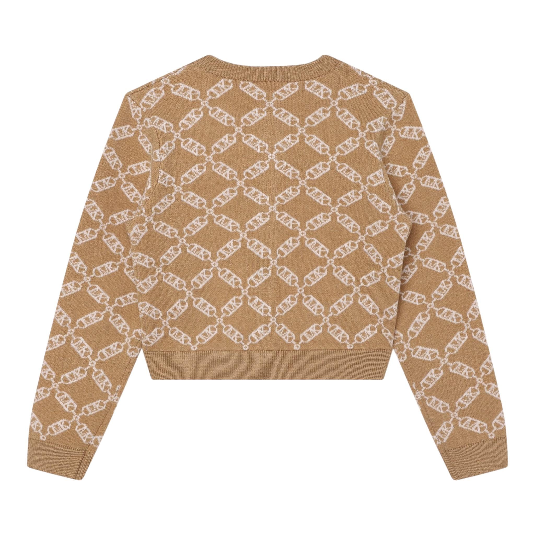 MICHAEL KORS cardigan tinta unita con stampe logo Beige per Bambina R15225 BEIGE MICHAEL KORS 