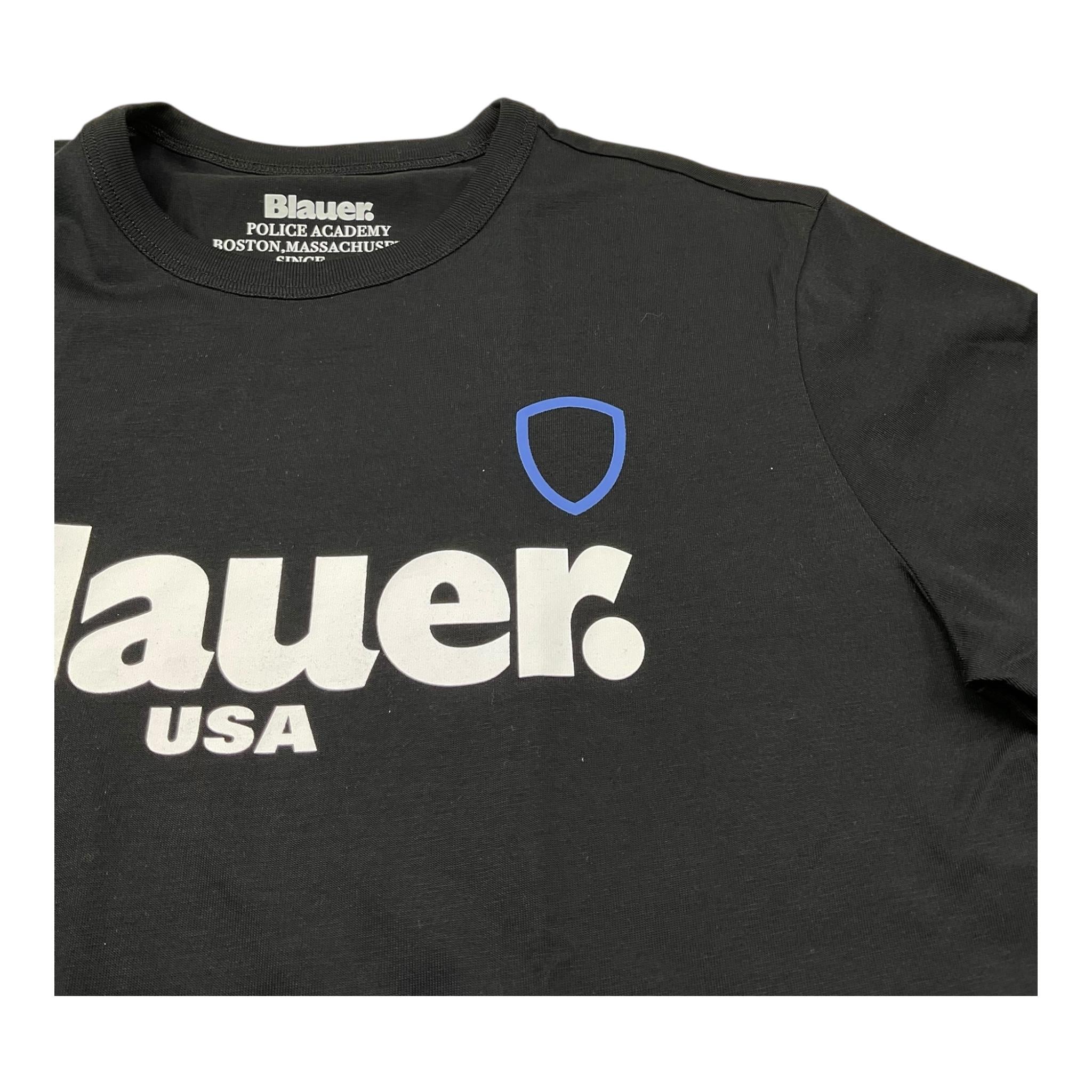 Blauer T-Shirt Girocollo Tinta Unita con Logo per Bambino 25SBLKH02507 NERO BLAUER 