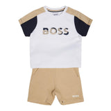 Boss Completo 2 Pezzi T-Shirt-Bermuda per Neonato J52120 BIANCO/BEIGE BOSS 