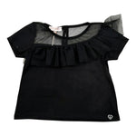 Please T-Shirt Tinta Unita Velata per Bambina MB30032G73 NERO PLEASE 
