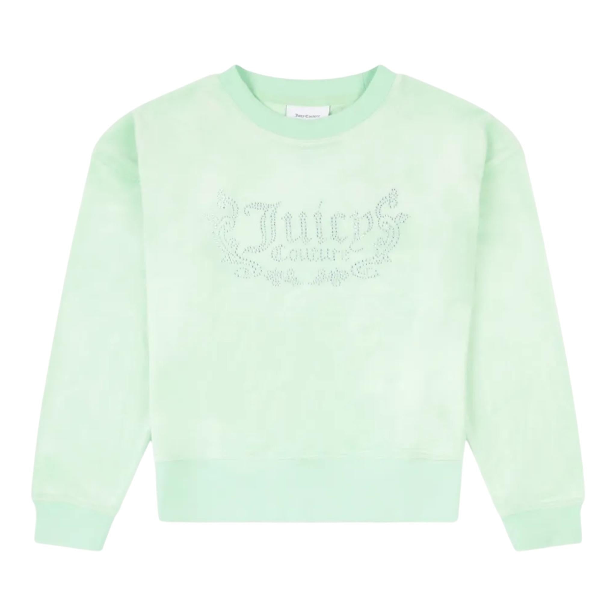 Juicy Couture Felpa Tinta Unita Girocollo con Brillantini per Bambina JBX6496 VERDE JUICY COUTURE 