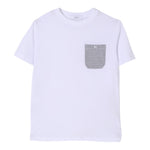 Jeckerson T-Shirt Girocollo Tinta Unita con Taschino per Bambino 190TJMJS25 BIANCO JECKERSON 