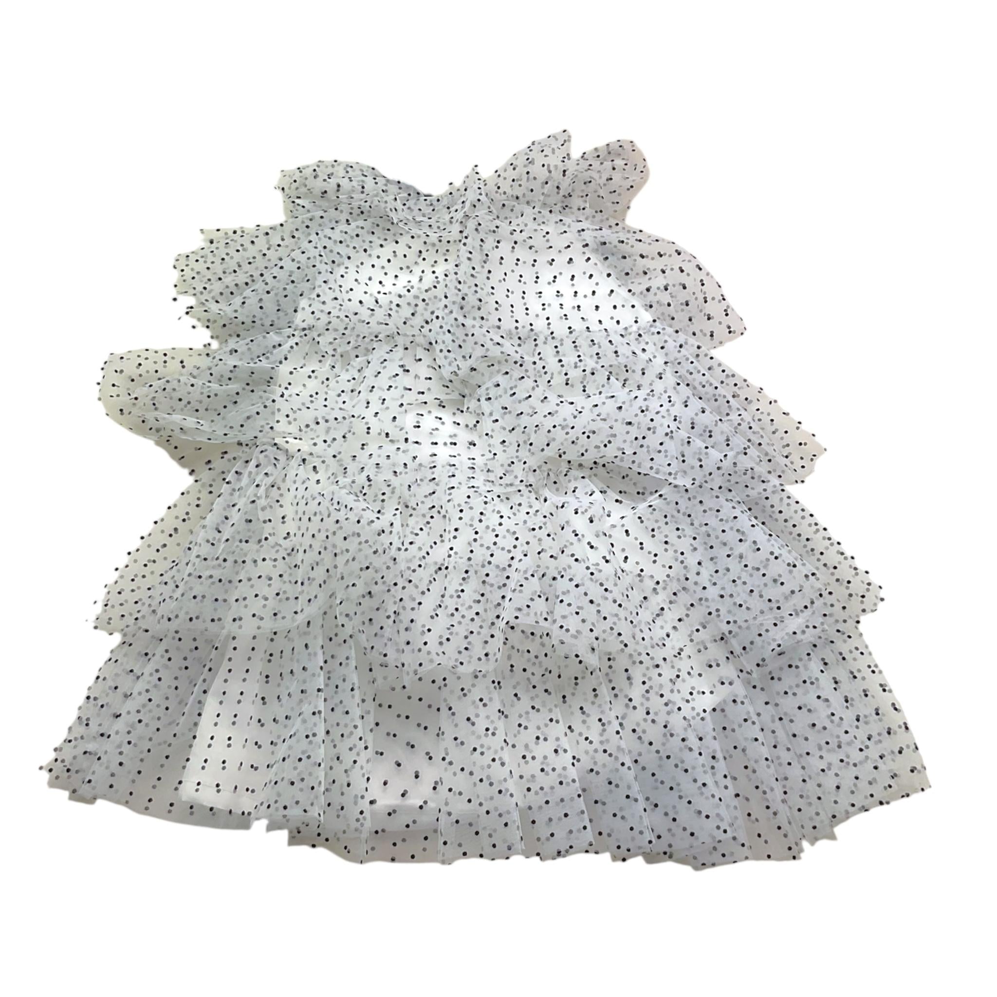 A' La Page Abito Tinta Unita con Tulle E Pailletes per Bambina 25SAGRE00006 BIANCO A' LA PAGE 