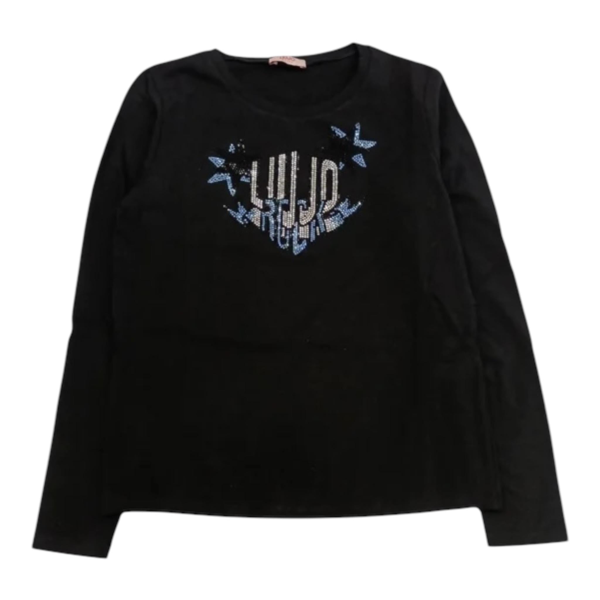 LIU JO shirt girocollo tinta unita con stampa Nero per Bambina GF4237 NERO LIU JO 