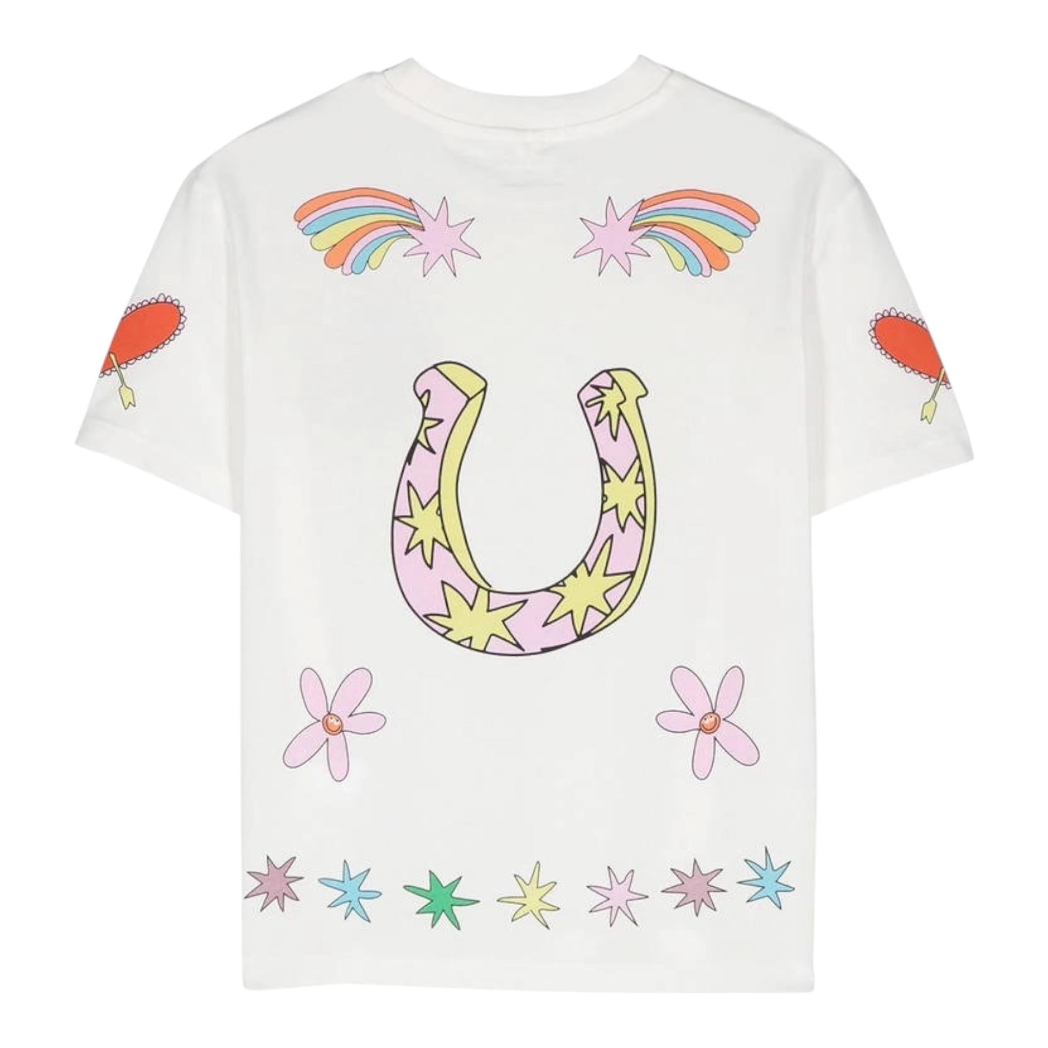 STELLA McCARTNEY t-shirt girocollo tinta unita con stampa Bianco per Bambina TV8D31 BIANCO STELLA McCARTNEY 