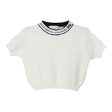 ELISABETTA FRANCHI t-shirt in maglia tinta unita cn collo logato Panna per Neonata EGMA025 PANNA ELISABETTA FRANCHI 