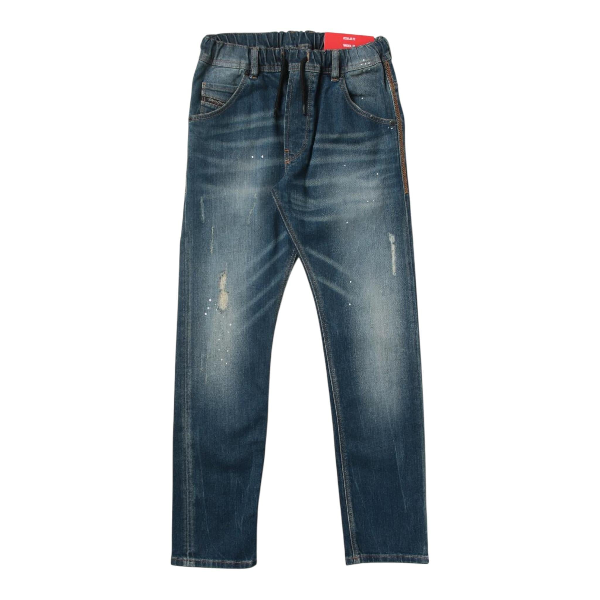 Diesel Jeans tinta unita con Elastico In Vita Blu per Bambino 00J3A8 BLU DIESEL 