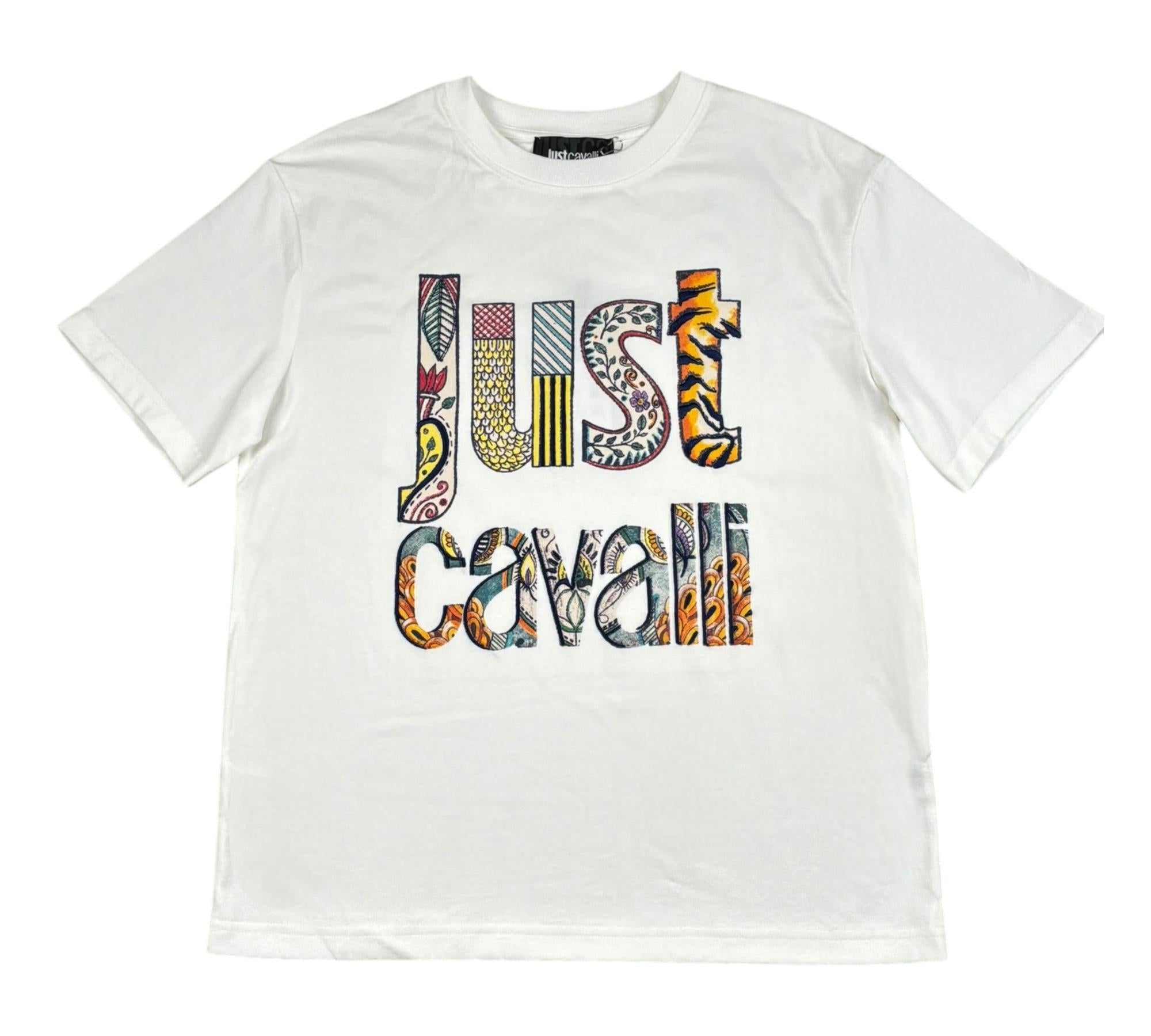 Just Cavalli T-Shirt Girocollo Tinta Unita con Stampa per Bambino JBP26071TS BIANCO JUST CAVALLI 
