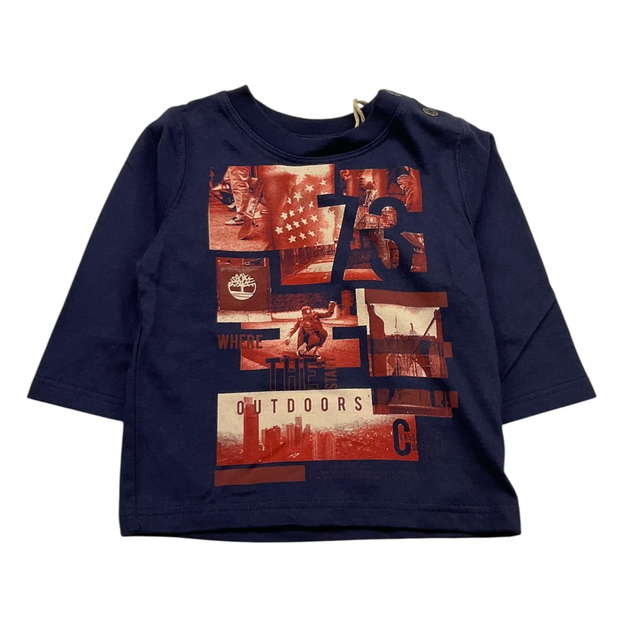 TIMBERLAND shirt girocollo tinta unita con logo Blu per Neonato SHI2256 BLU TIMBERLAND 