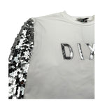 Dixie Felpa Chiusa Girocollo Tinta Unita con Maniche Paillettate per Bambina LB09042G74 BIANCO DIXIE 