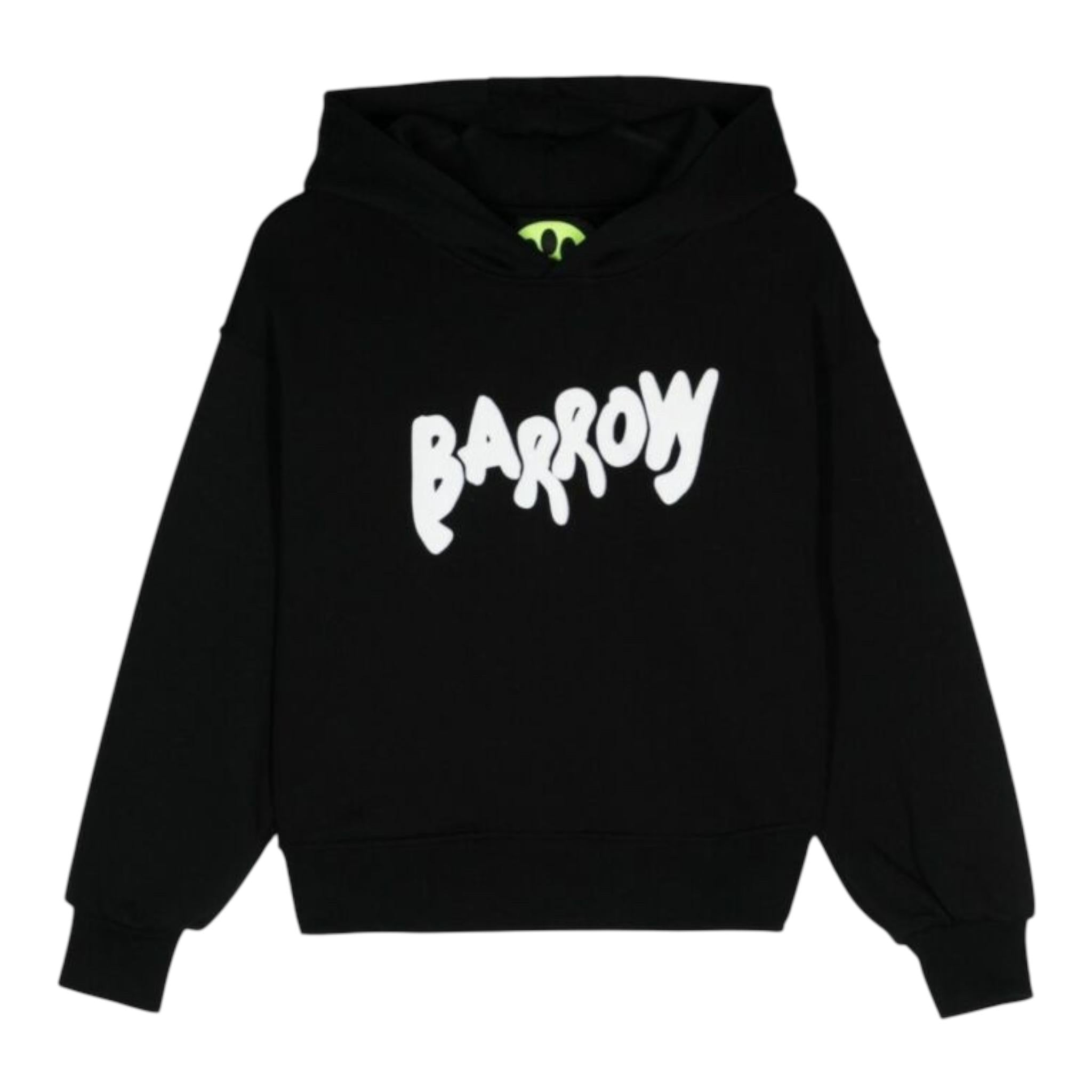 BARROW KIDS felpa chiusa con cappuccio tinta unita con logo Nero per Bambino F4BKJUHS052 NERO BARROW KIDS 