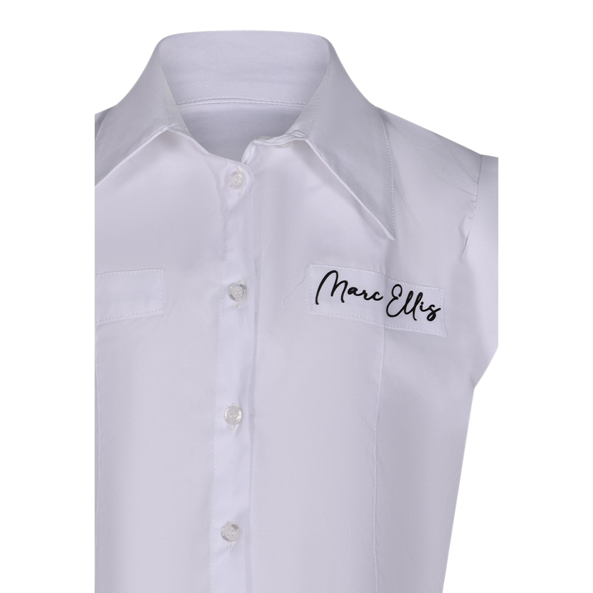 Marc Ellis Camicia Mezza Manica Tinta Unita con Logo per Bambina JMJSH01176XXX BIANCO MARC ELLIS 