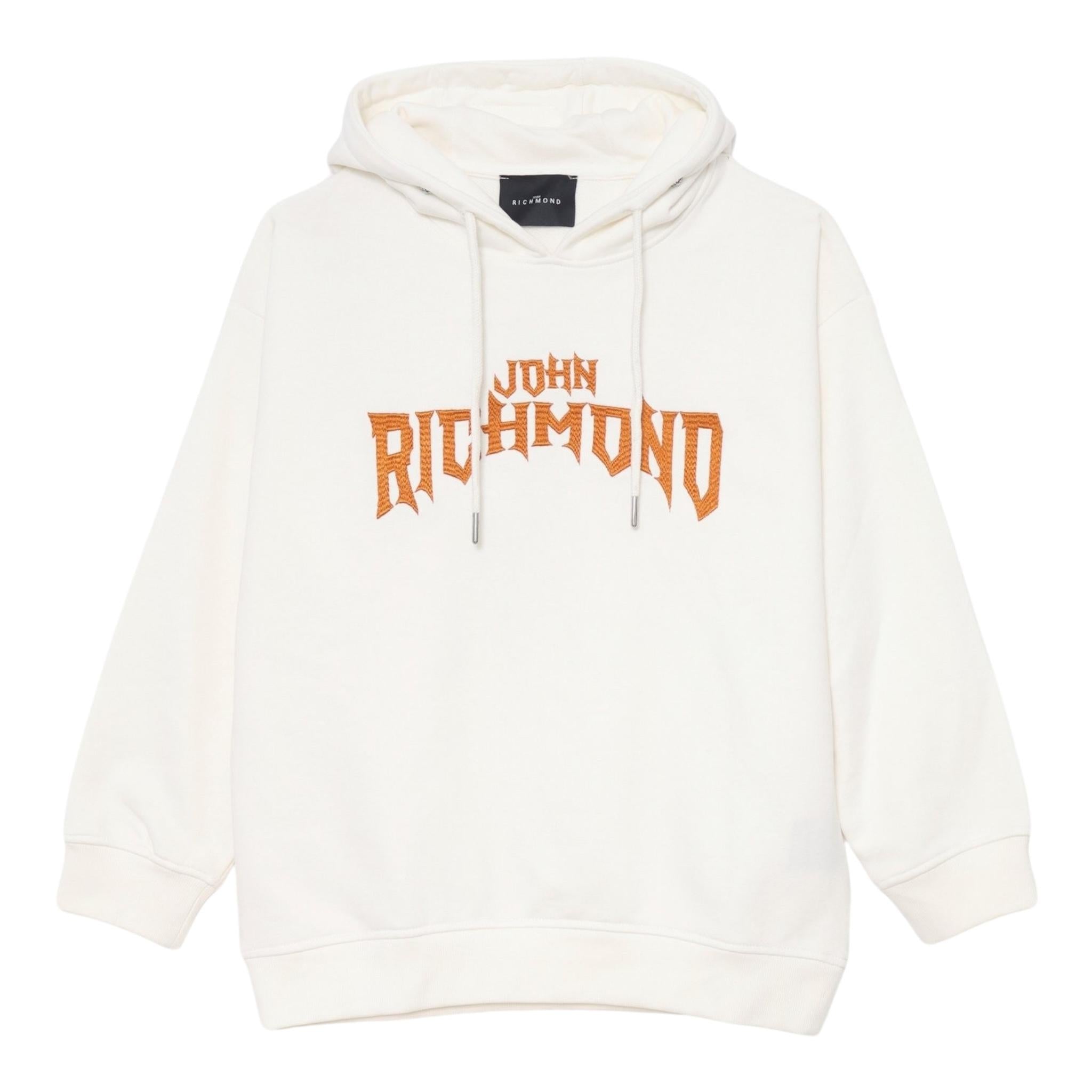 JOHN RICHMOND felpa con cappuccio tinta unita con stampa in contrasto Bianco per Neonato RBA24057FENXX BIANCO JOHN RICHMOND 