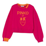 PINKO maglia tinta unita con stampa in contrasto Fuxia per Bambina F4PIJGJP087 FUXIA PINKO 