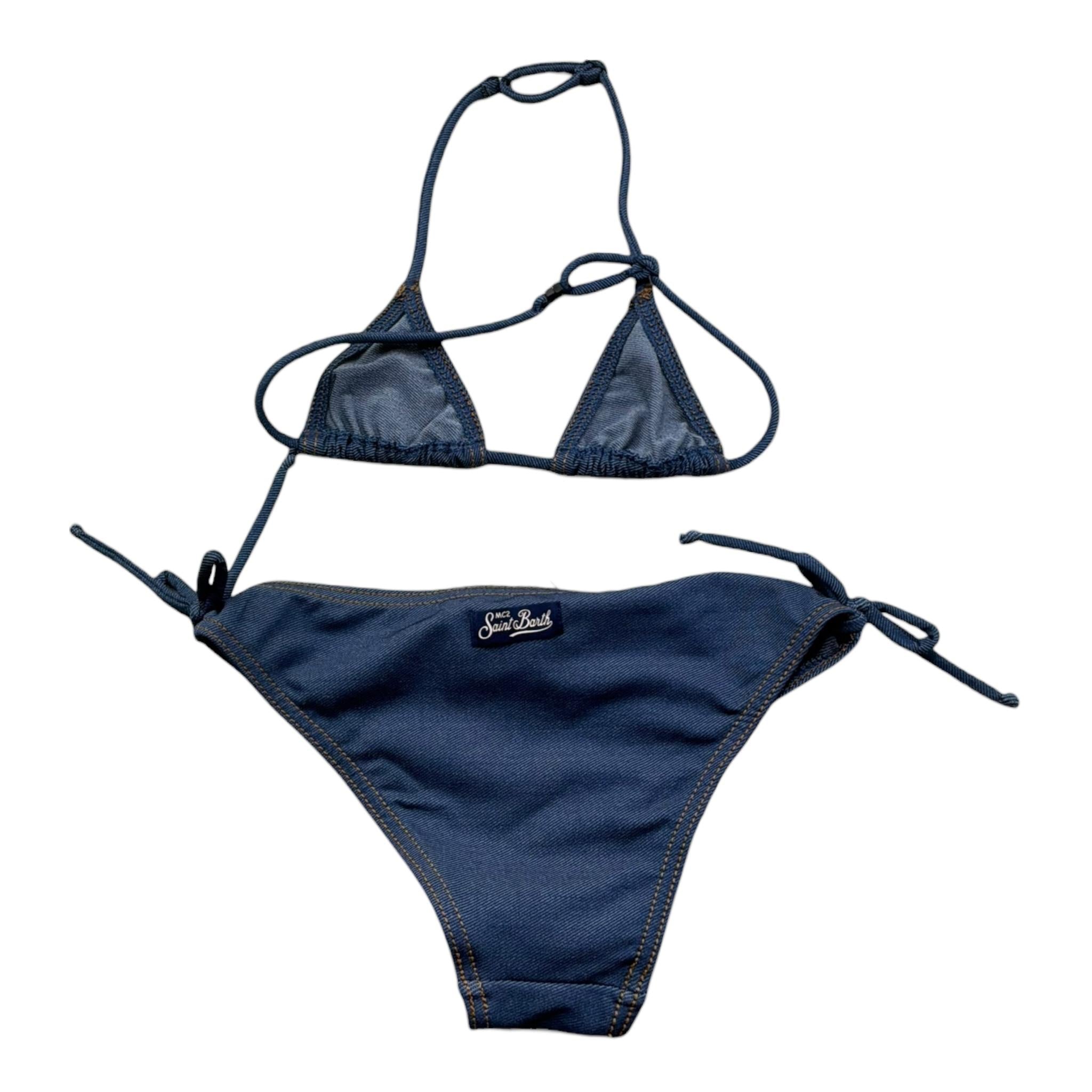 Saint Barth Costume 2 Pezzi Triangolo-Slip In Denim per Bambina 00665L BLU SAINT BARTH 