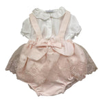 Barcellino Completo 2 Pezzi Camicia Body-Salopette Bicolore per Neonata 120724 BIANCO/ROSA BARCELLINO 