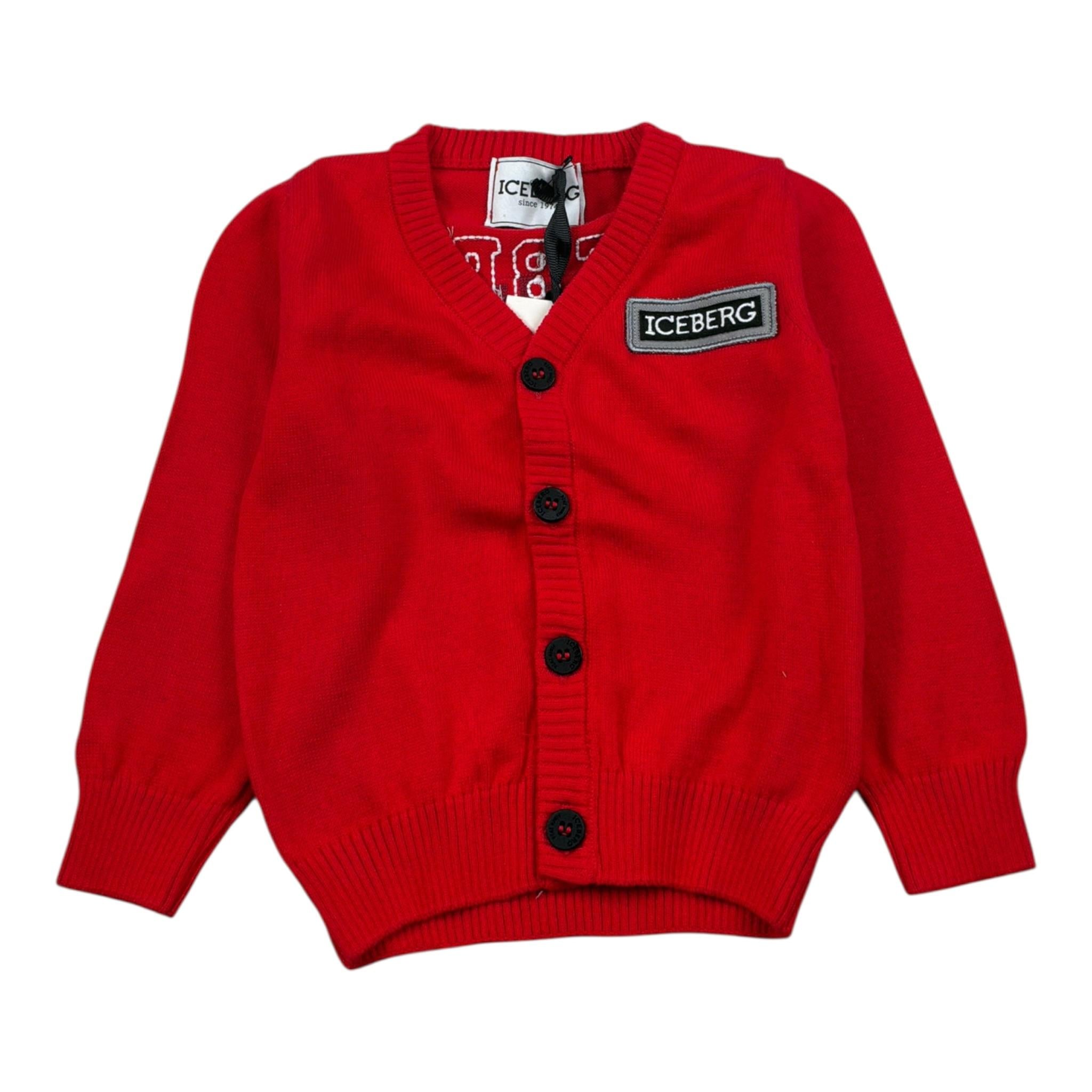 Iceberg Cardigan tinta unita con Stampa Rosso per Neonato MGICE4311B ROSSO ICEBERG 