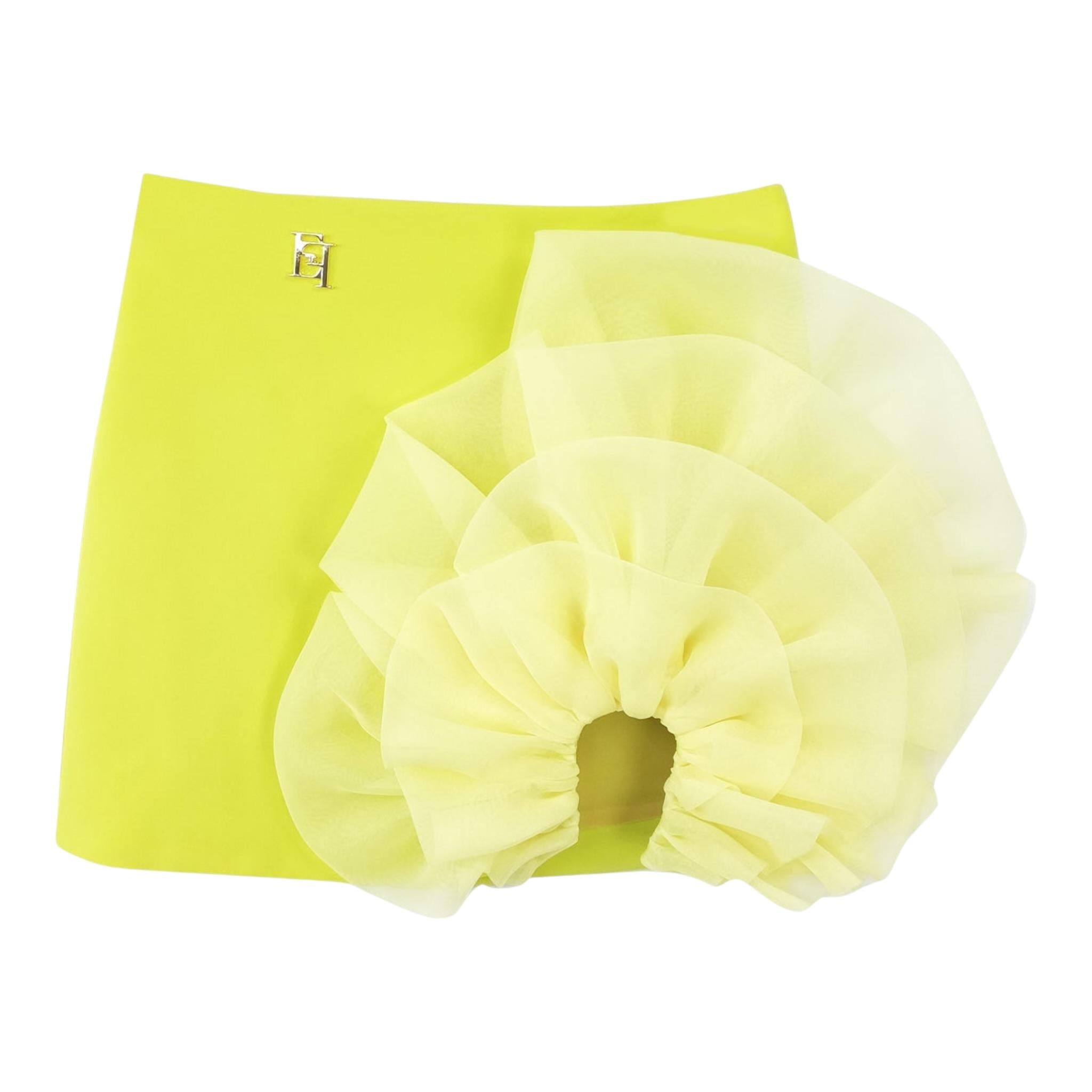 Elisabetta Franchi Gonna Tinta Unita con Tulle per Bambina EFG158 GIALLO ELISABETTA FRANCHI 