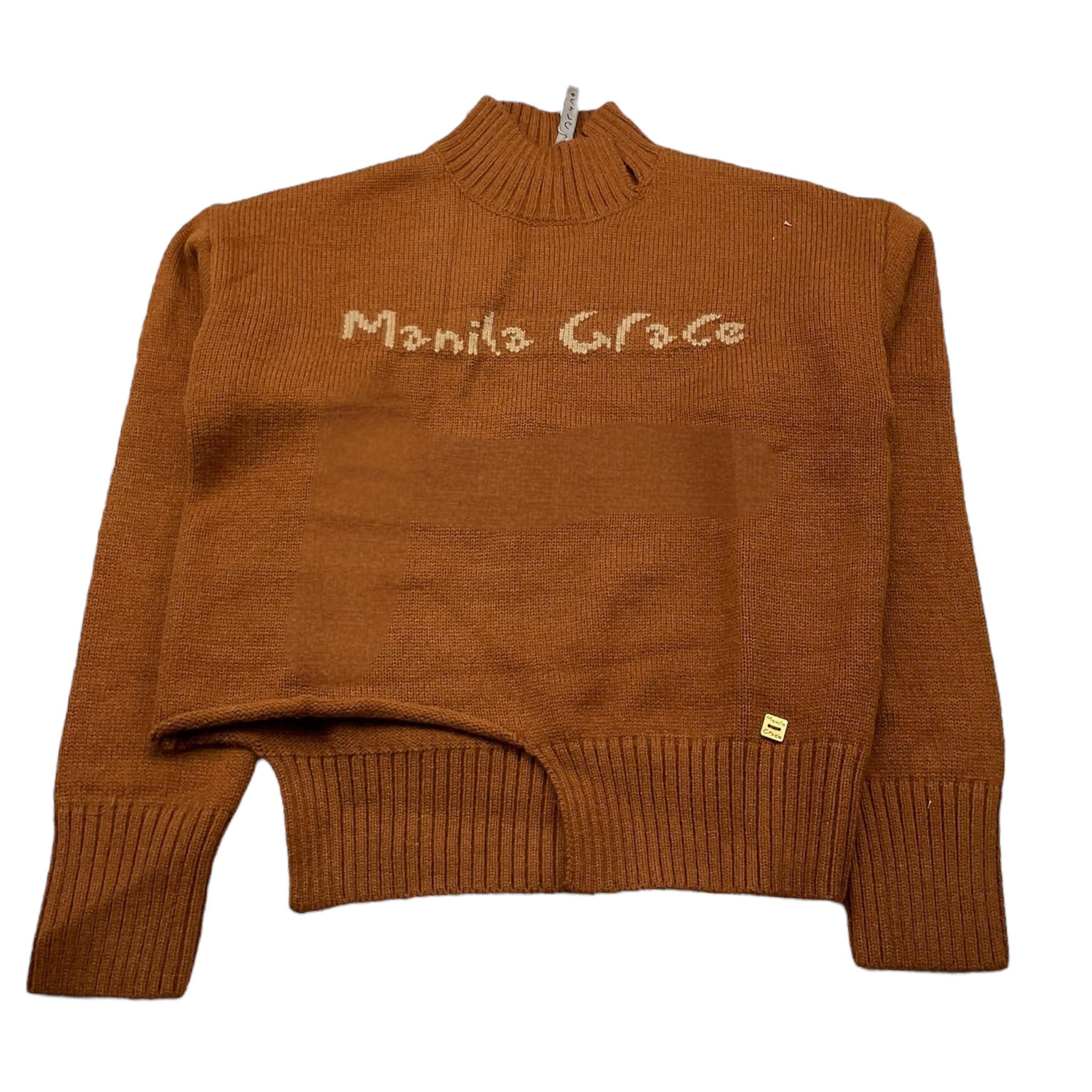 MANILA GRACE maglia mezzocollo tinta unita con logo Tabacco per Bambina MFJF24M168 TABACCO MANILA GRACE 